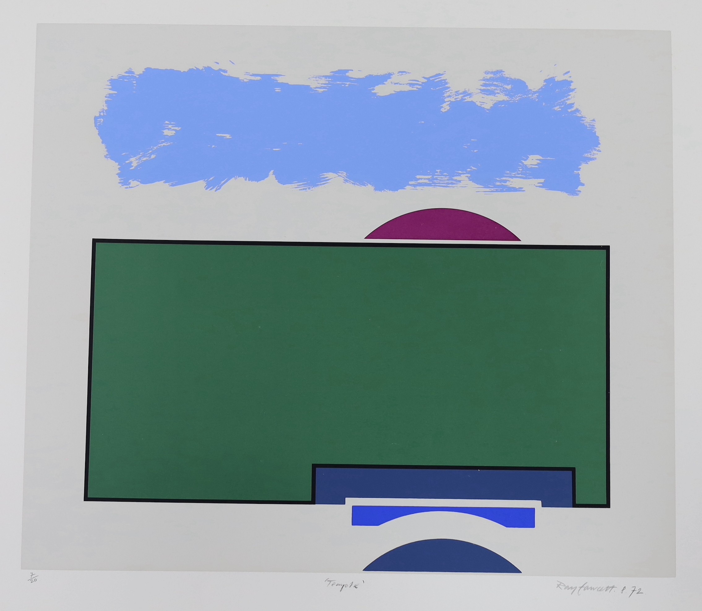 Raymond Fawcett (1934-1994), limited edition print, ‘Temple’, signed and dated 1972, 7/20, unframed